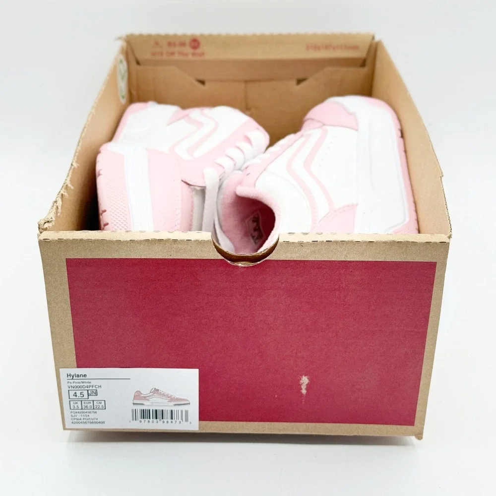 Vans Hylane Kids Size 4.5 Big Girls Pink/White NEW